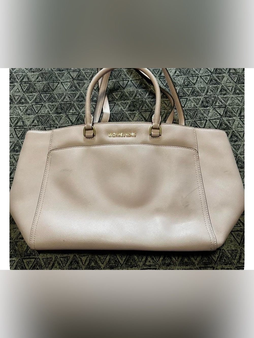 Michael Kors Leather Tote in Light Taupe